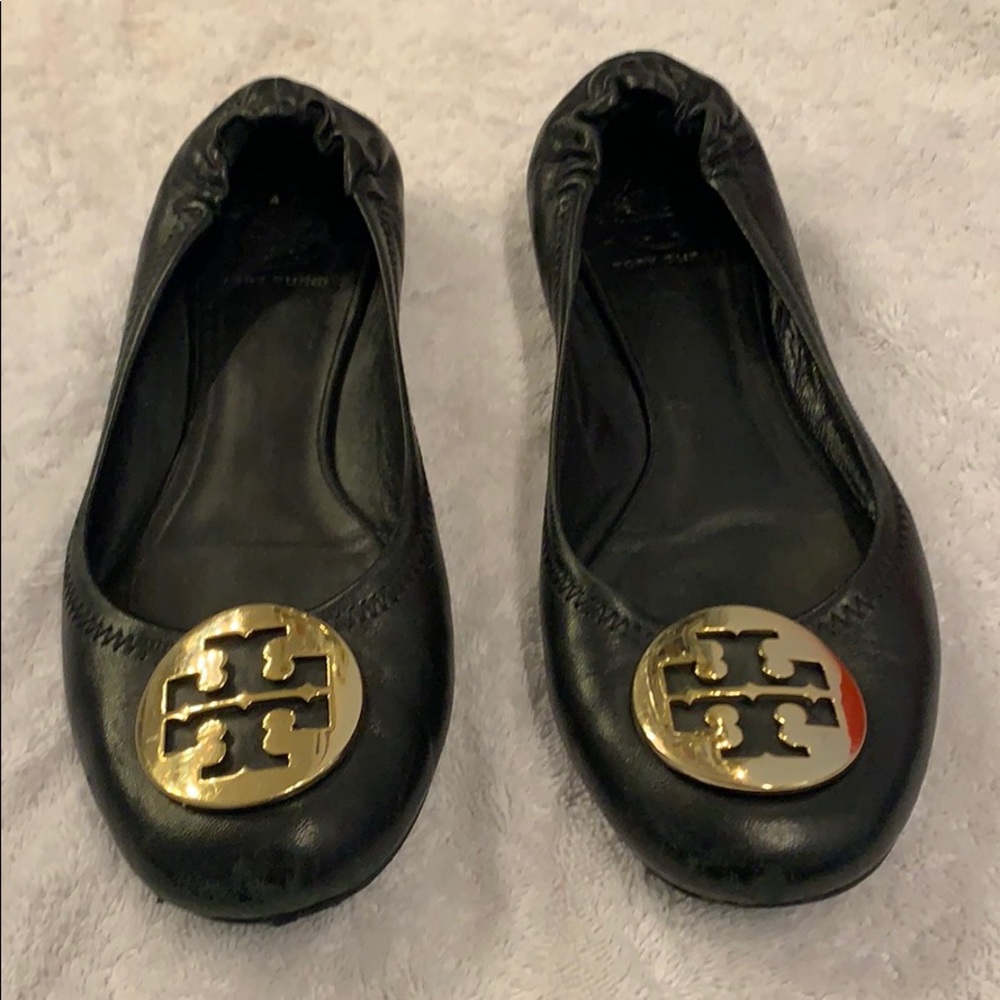 Tory Burch Black and Gold Flats
